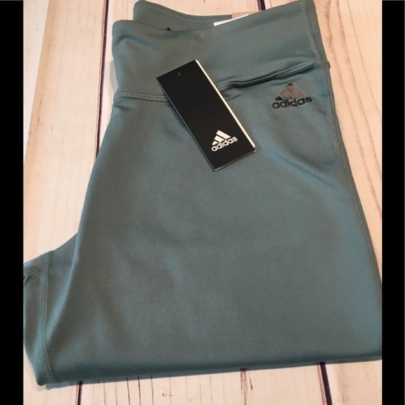 New adidas spell out green mixed fab leggings - Picture 5 of 5